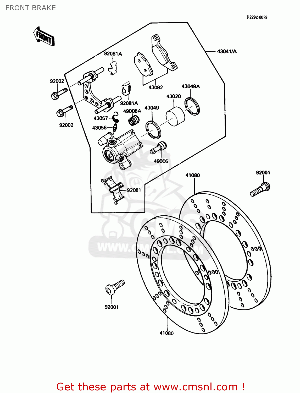 FRONT BRAKE VN750A5 VULCAN 750 1989 USA CALIFORNIA