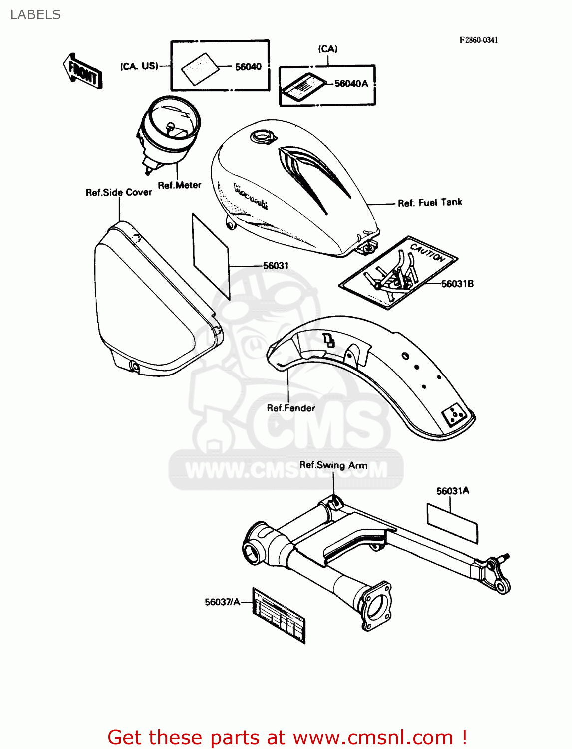 LABELS VN750A5 VULCAN 750 1989 USA CALIFORNIA