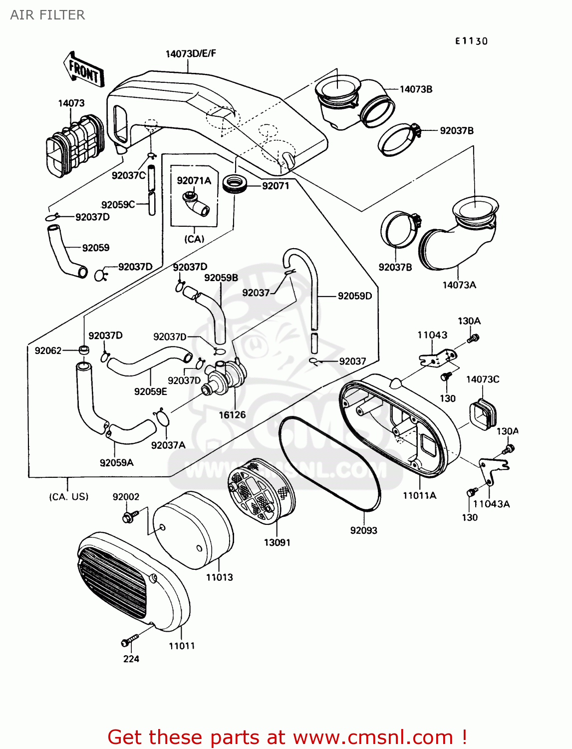 AIR FILTER VN750A6 VULCAN 750 1990 USA CALIFORNIA CANADA