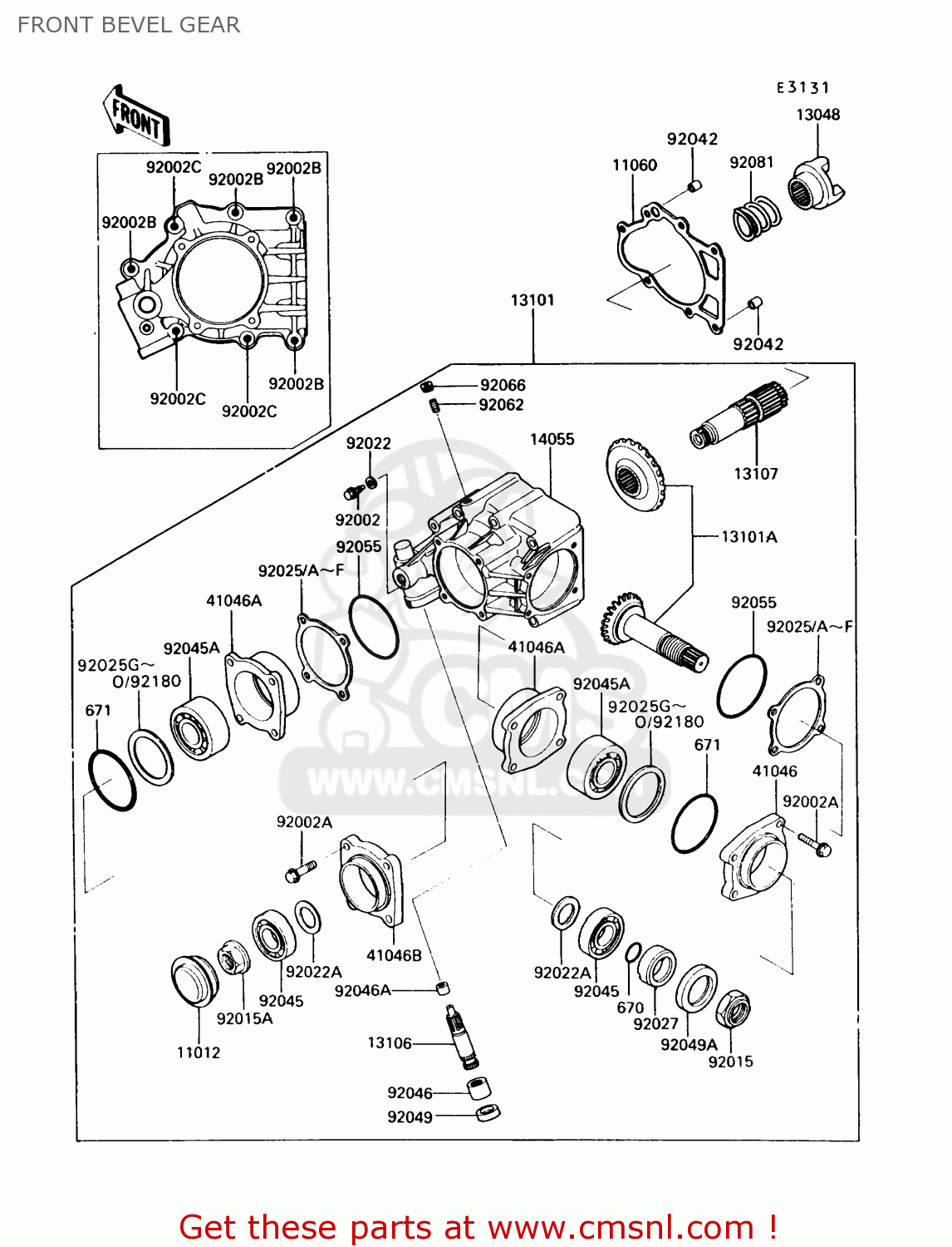 FRONT BEVEL GEAR VN750A6 VULCAN 750 1990 USA CALIFORNIA CANADA