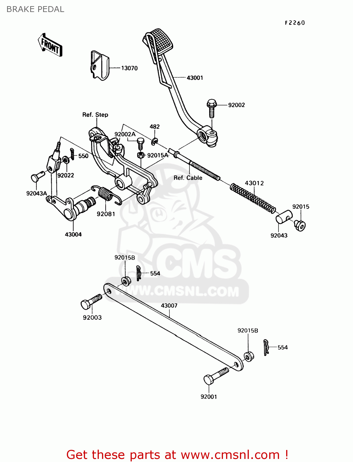 BRAKE PEDAL VN750A6 VULCAN 750 1990 USA CALIFORNIA CANADA