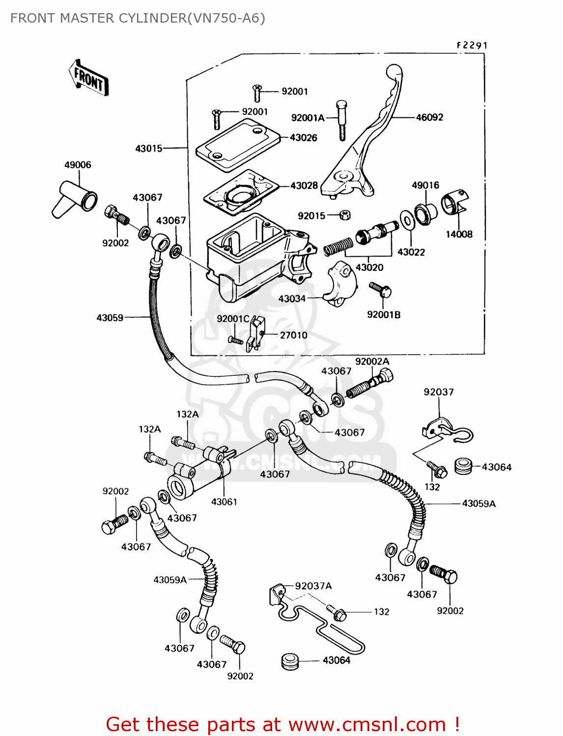 FRONT MASTER CYLINDER(VN750-A6) VN750A6 VULCAN 750 1990 USA CALIFORNIA CANADA