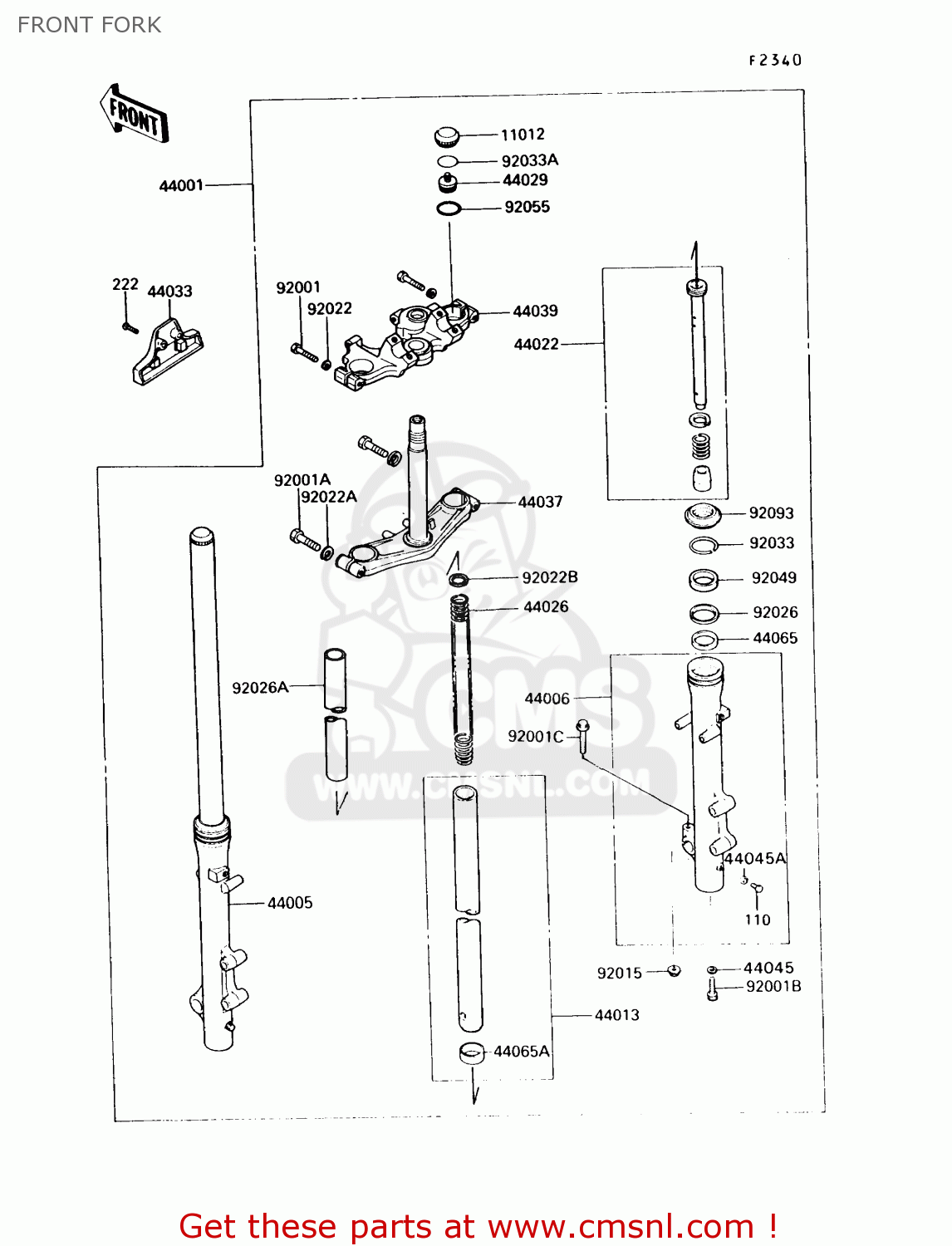 FRONT FORK VN750A6 VULCAN 750 1990 USA CALIFORNIA CANADA