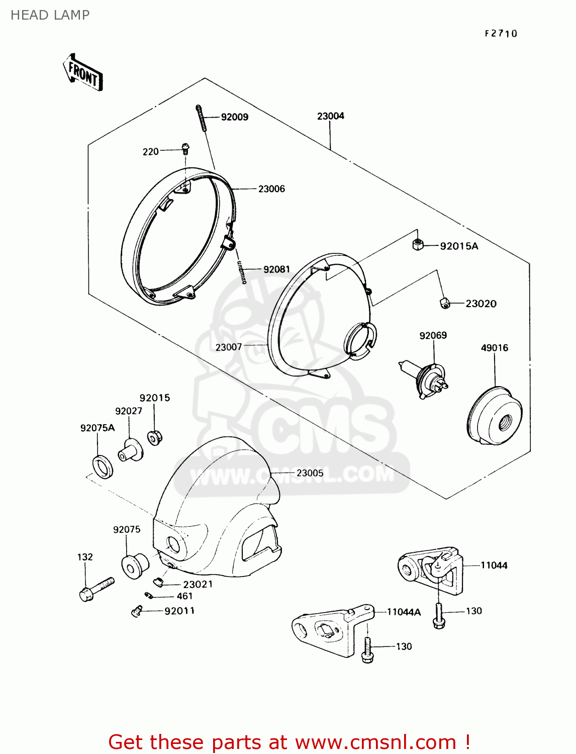 HEAD LAMP VN750A6 VULCAN 750 1990 USA CALIFORNIA CANADA