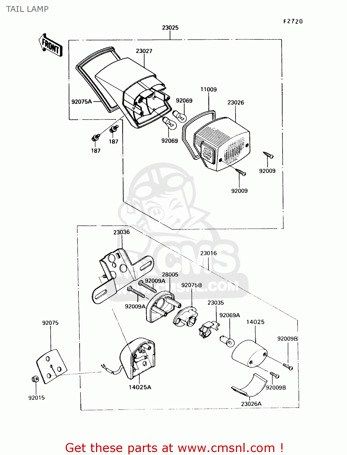 TAIL LAMP VN750A6 VULCAN 750 1990 USA CALIFORNIA CANADA