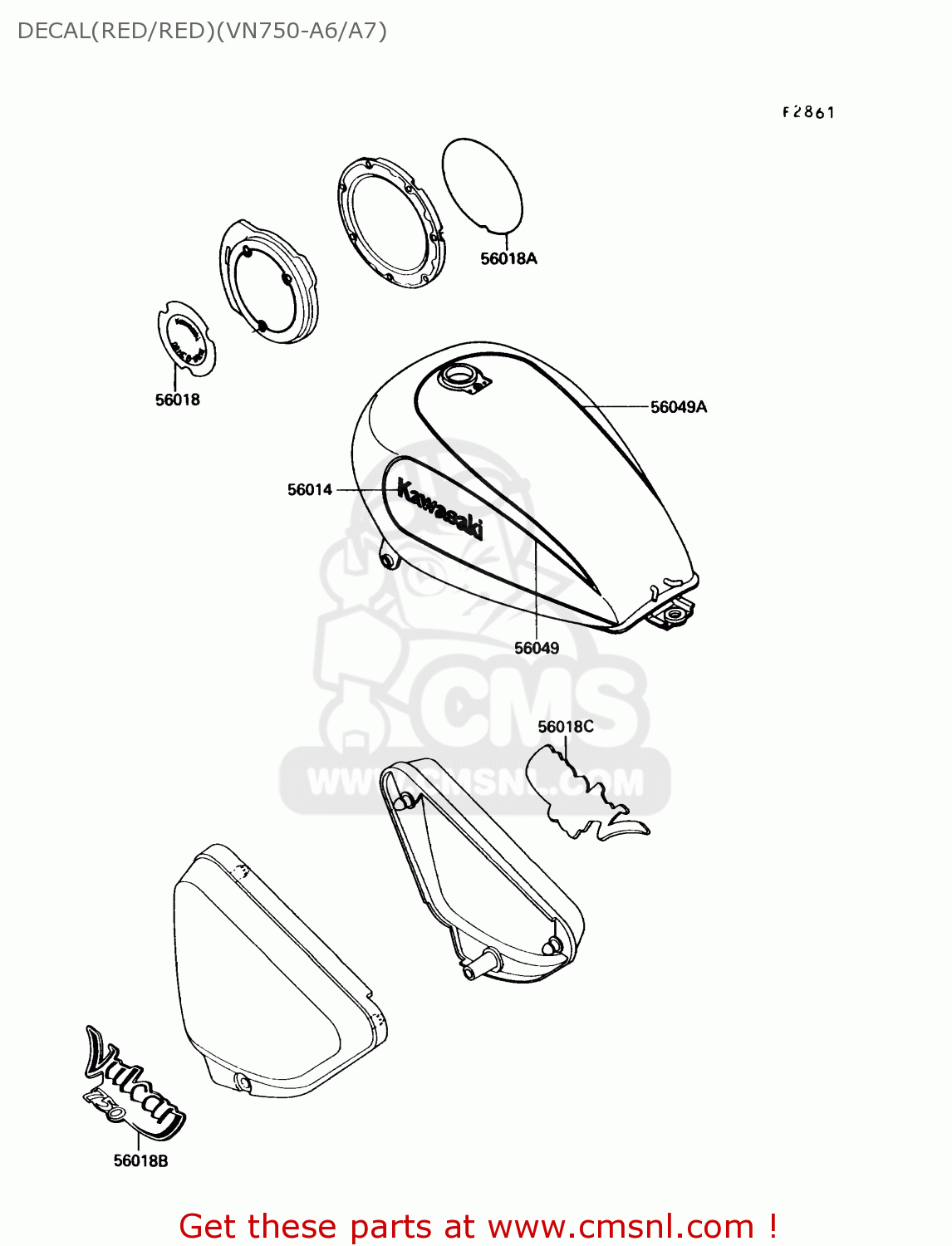 DECAL(RED/RED)(VN750-A6/A7) VN750A6 VULCAN 750 1990 USA CALIFORNIA CANADA