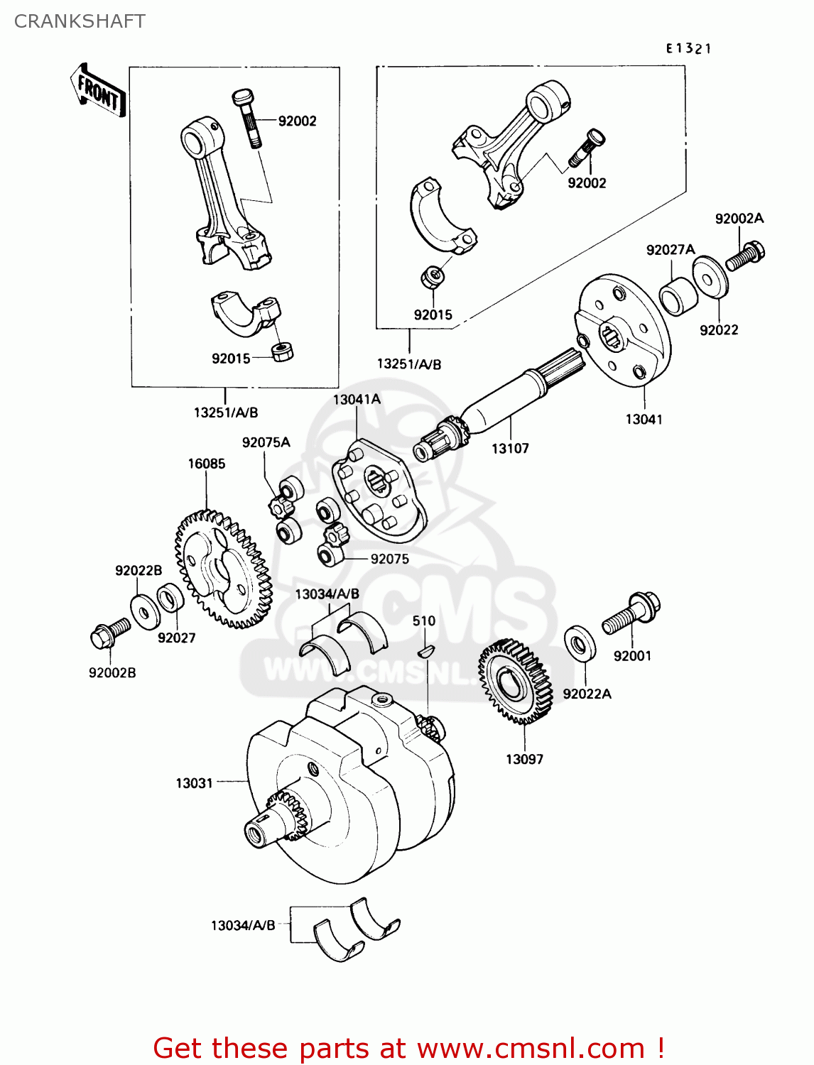 CRANKSHAFT VN750A7 VULCAN 750 1991 USA CALIFORNIA CANADA