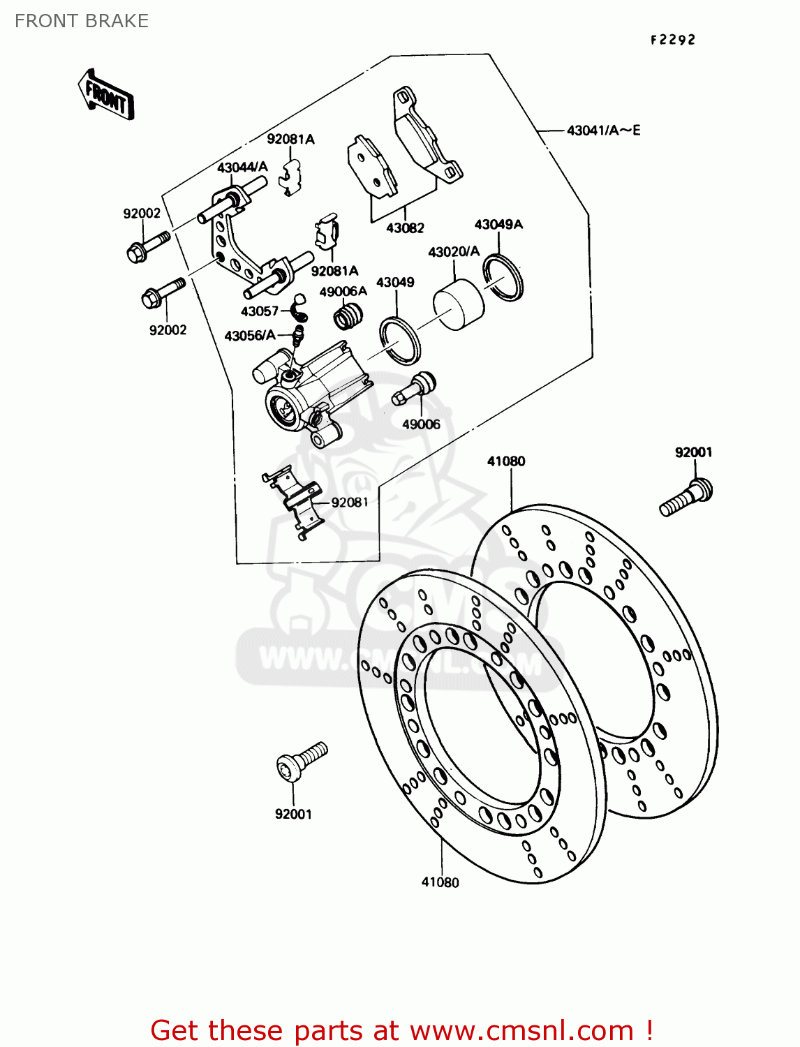 FRONT BRAKE VN750A7 VULCAN 750 1991 USA CALIFORNIA CANADA
