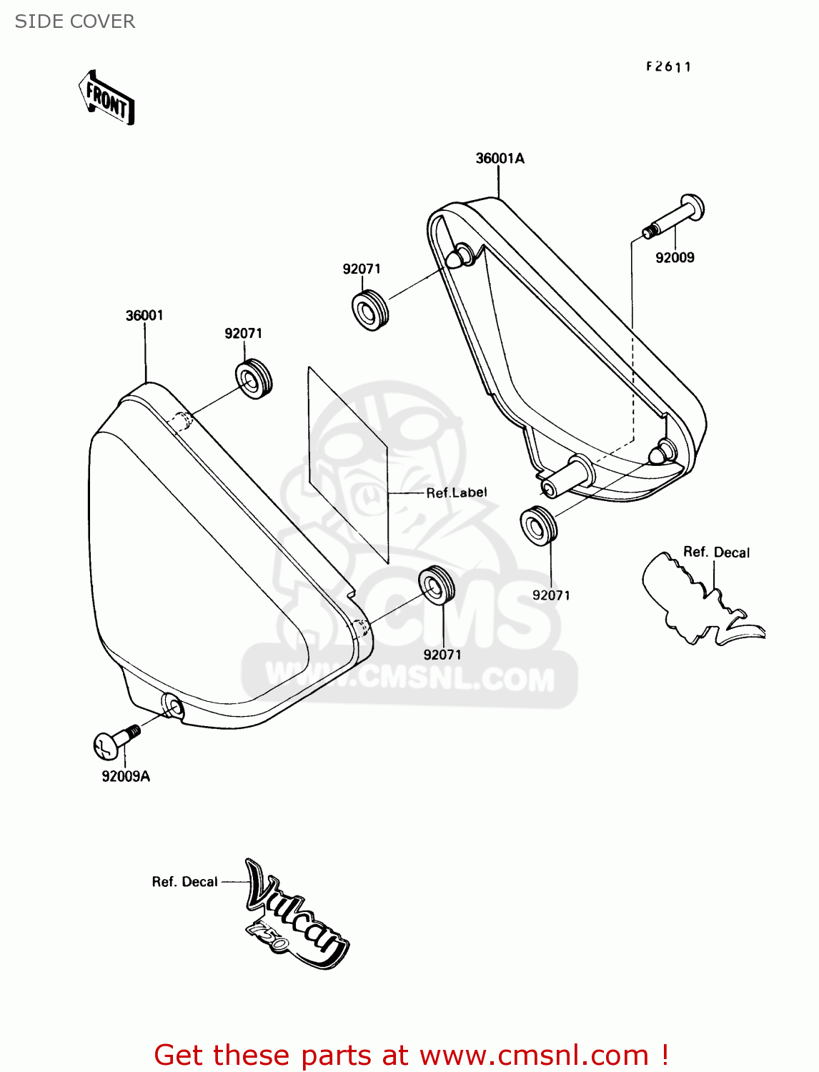 SIDE COVER VN750A7 VULCAN 750 1991 USA CALIFORNIA CANADA