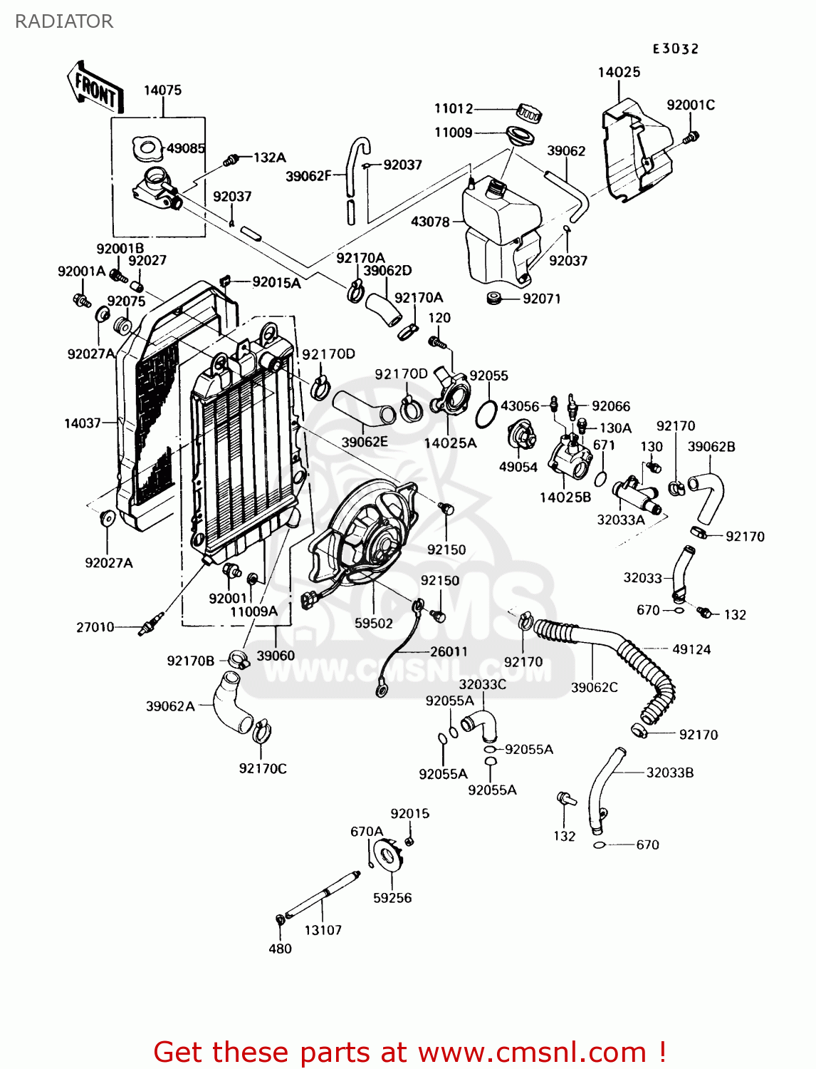 RADIATOR VN750A8 VULCAN 750 1992 USA CALIFORNIA CANADA