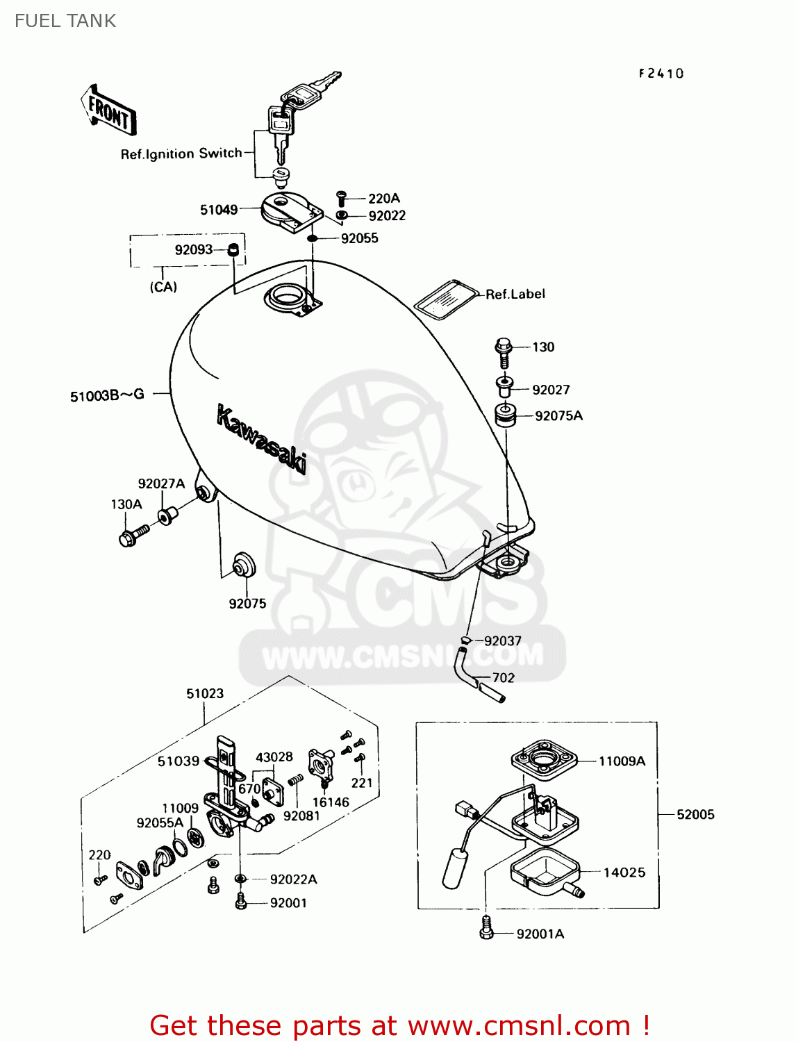 FUEL TANK VN750A8 VULCAN 750 1992 USA CALIFORNIA CANADA