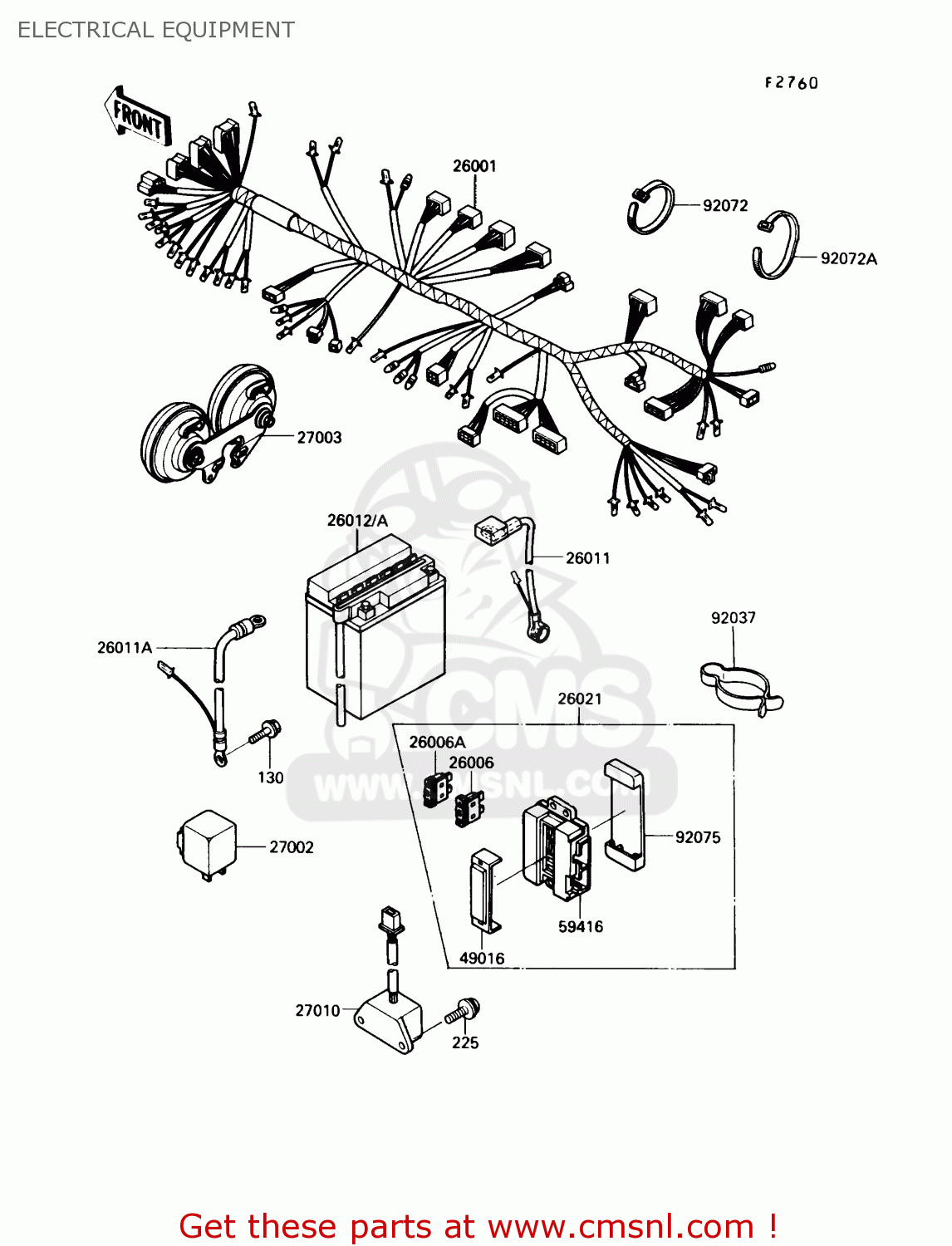 ELECTRICAL EQUIPMENT VN750A8 VULCAN 750 1992 USA CALIFORNIA CANADA