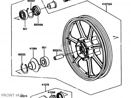 FRONT HUB - VN750A8 VULCAN 750 1992 USA CALIFORNIA CANADA