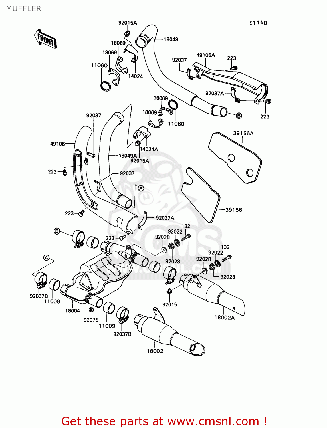 MUFFLER VN750A9 VN750 TWIN 1993 UNITED KINGDOM FR NL FG IT SP