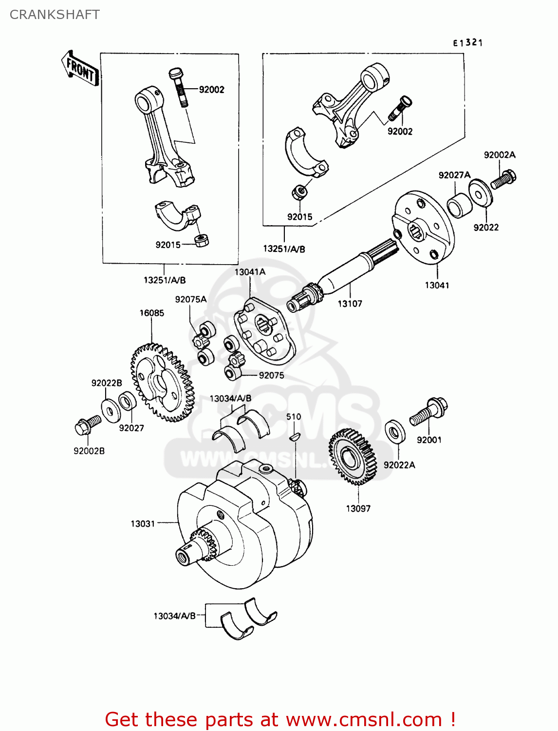 CRANKSHAFT VN750A9 VN750 TWIN 1993 UNITED KINGDOM FR NL FG IT SP