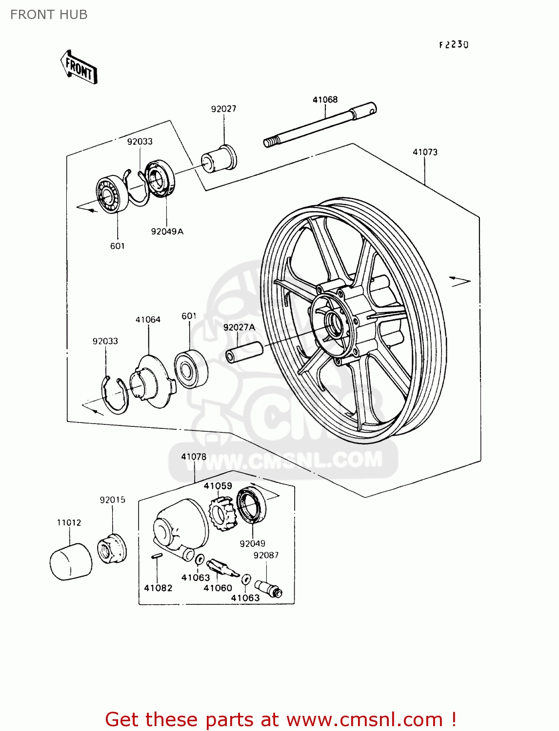 FRONT HUB VN750A9 VN750 TWIN 1993 UNITED KINGDOM FR NL FG IT SP