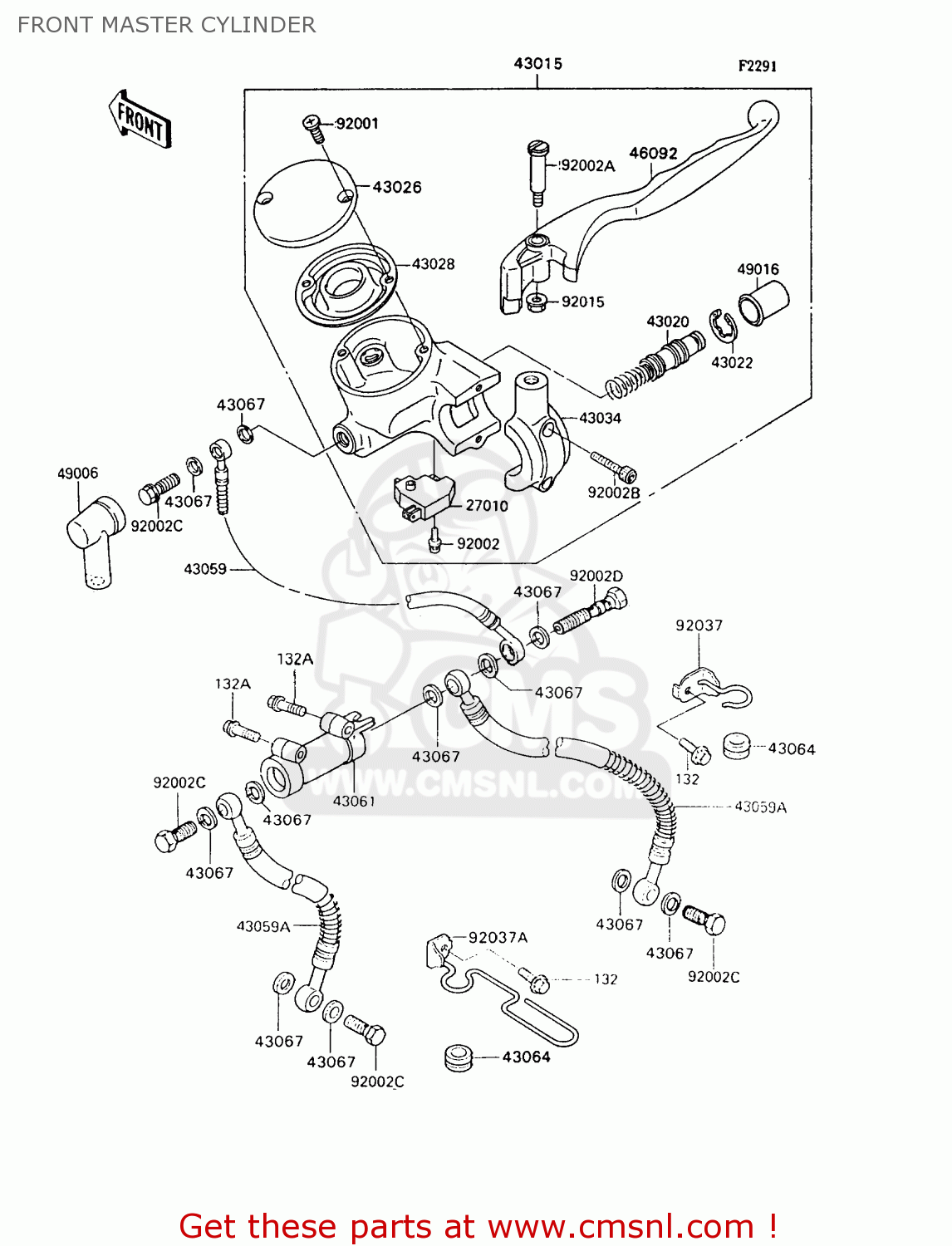 FRONT MASTER CYLINDER VN750A9 VN750 TWIN 1993 UNITED KINGDOM FR NL FG IT SP