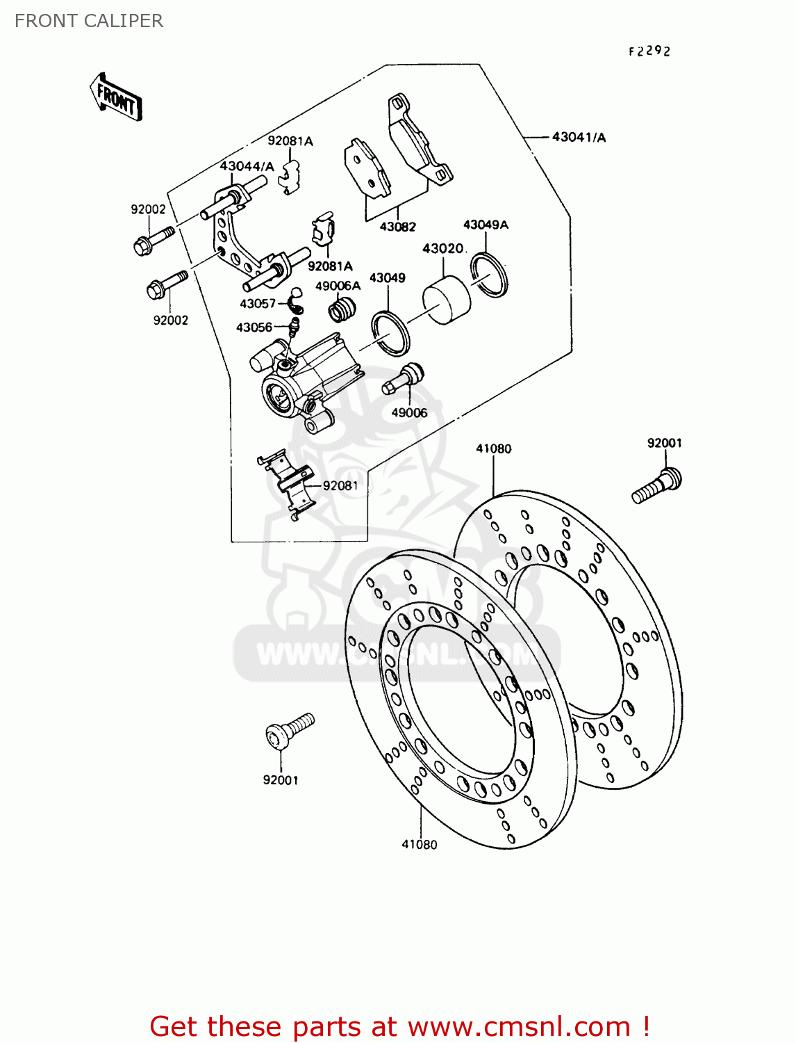 FRONT CALIPER VN750A9 VN750 TWIN 1993 UNITED KINGDOM FR NL FG IT SP