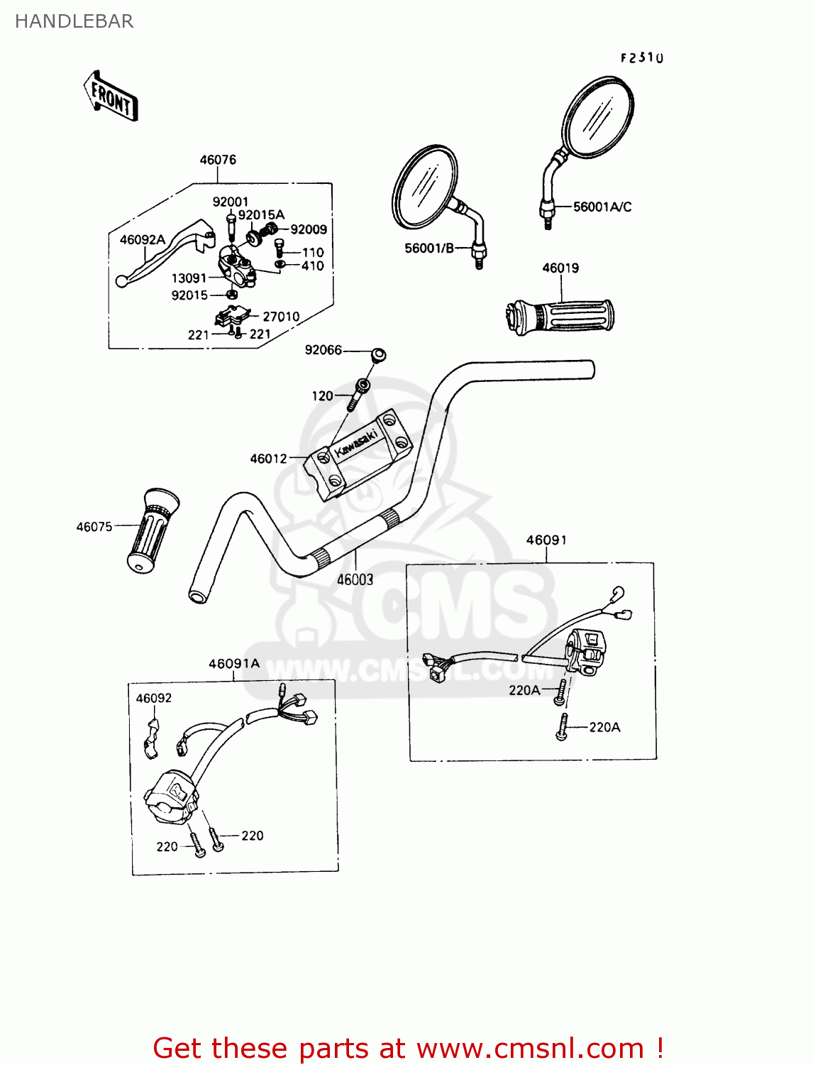 HANDLEBAR VN750A9 VN750 TWIN 1993 UNITED KINGDOM FR NL FG IT SP