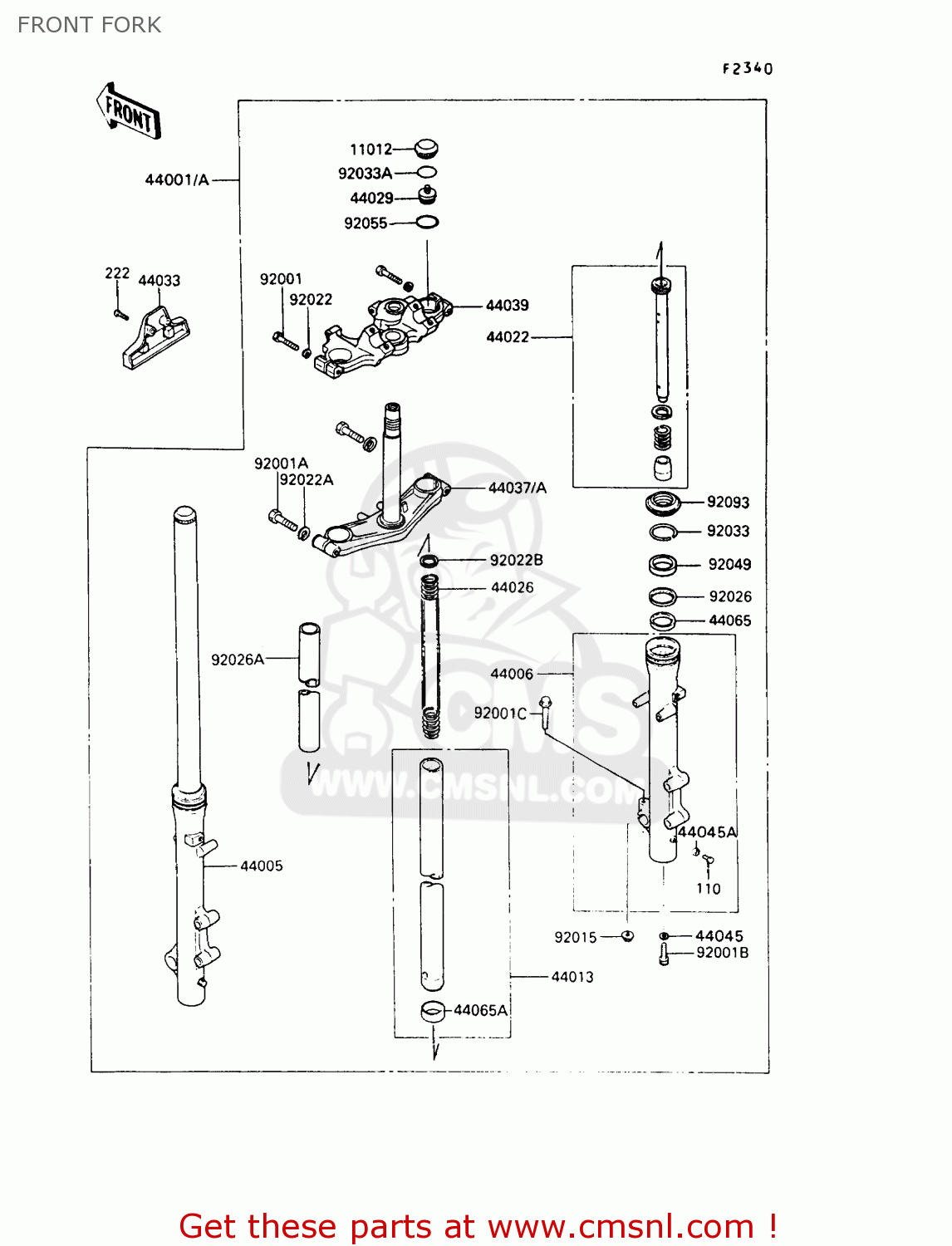 FRONT FORK VN750A9 VN750 TWIN 1993 UNITED KINGDOM FR NL FG IT SP