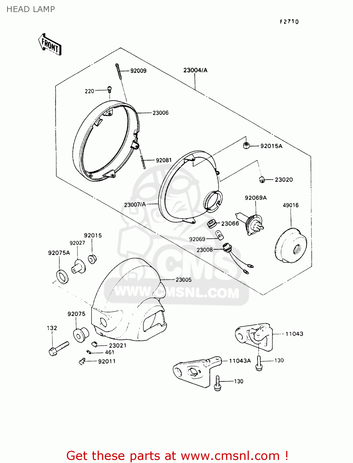 HEAD LAMP VN750A9 VN750 TWIN 1993 UNITED KINGDOM FR NL FG IT SP