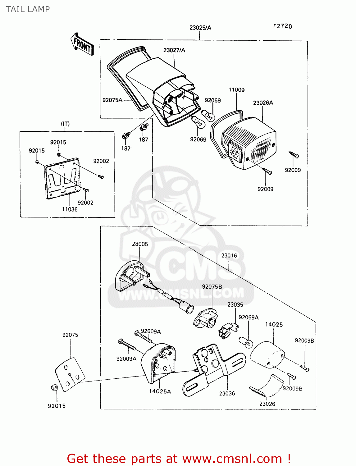 TAIL LAMP VN750A9 VN750 TWIN 1993 UNITED KINGDOM FR NL FG IT SP