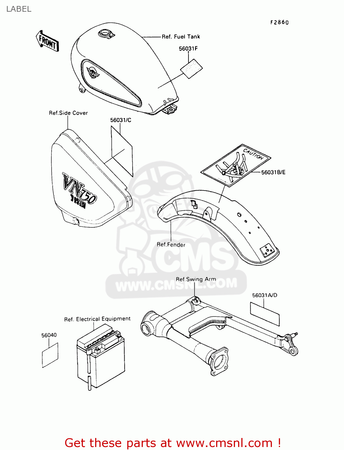 LABEL VN750A9 VN750 TWIN 1993 UNITED KINGDOM FR NL FG IT SP