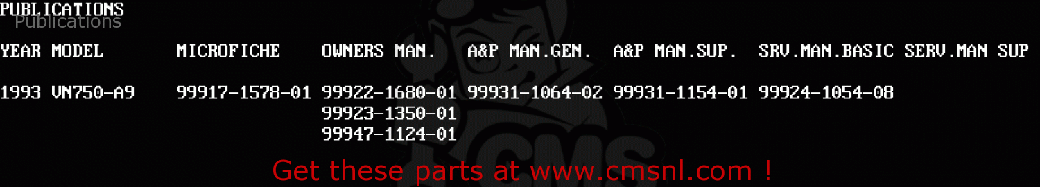 Publications VN750A9 VN750 TWIN 1993 UNITED KINGDOM FR NL FG IT SP