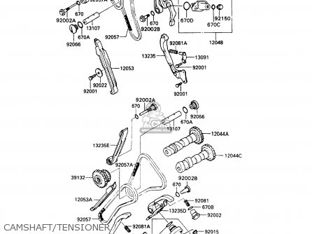 CAMSHAFT/TENSIONER - VN750A9 VN750 TWIN 1993 UNITED KINGDOM FR NL FG IT SP