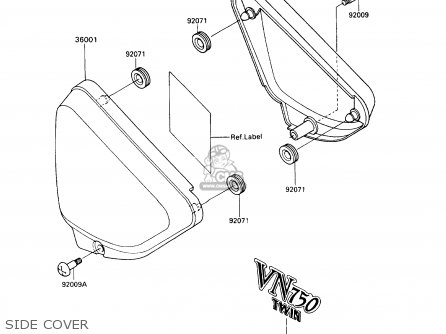 SIDE COVER - VN750A9 VN750 TWIN 1993 UNITED KINGDOM FR NL FG IT SP