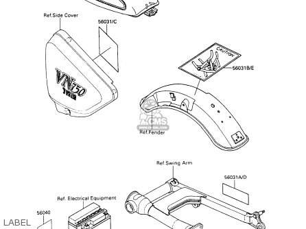 LABEL - VN750A9 VN750 TWIN 1993 UNITED KINGDOM FR NL FG IT SP