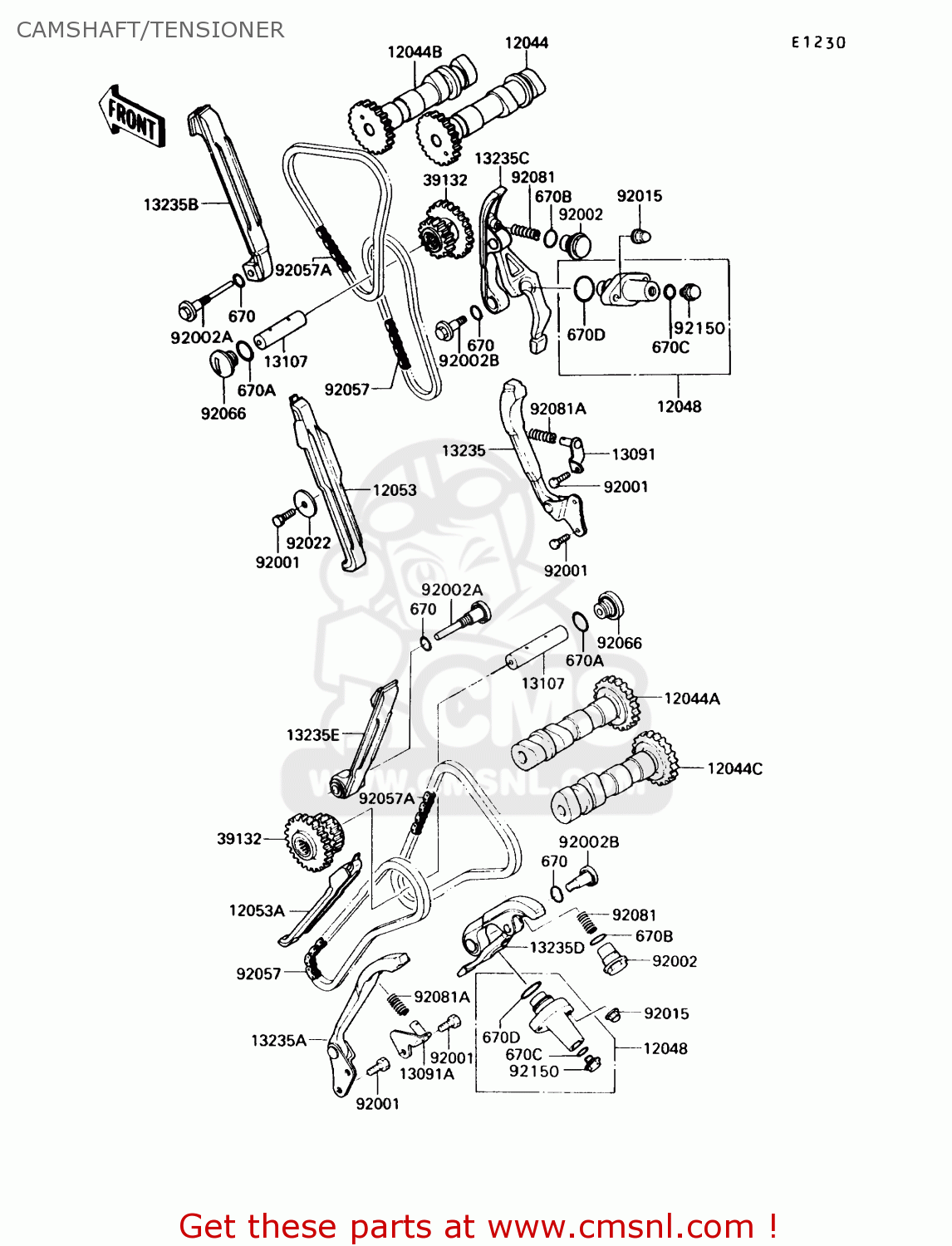 CAMSHAFT/TENSIONER VN750A9 VULCAN 750 1993 USA CALIFORNIA CANADA