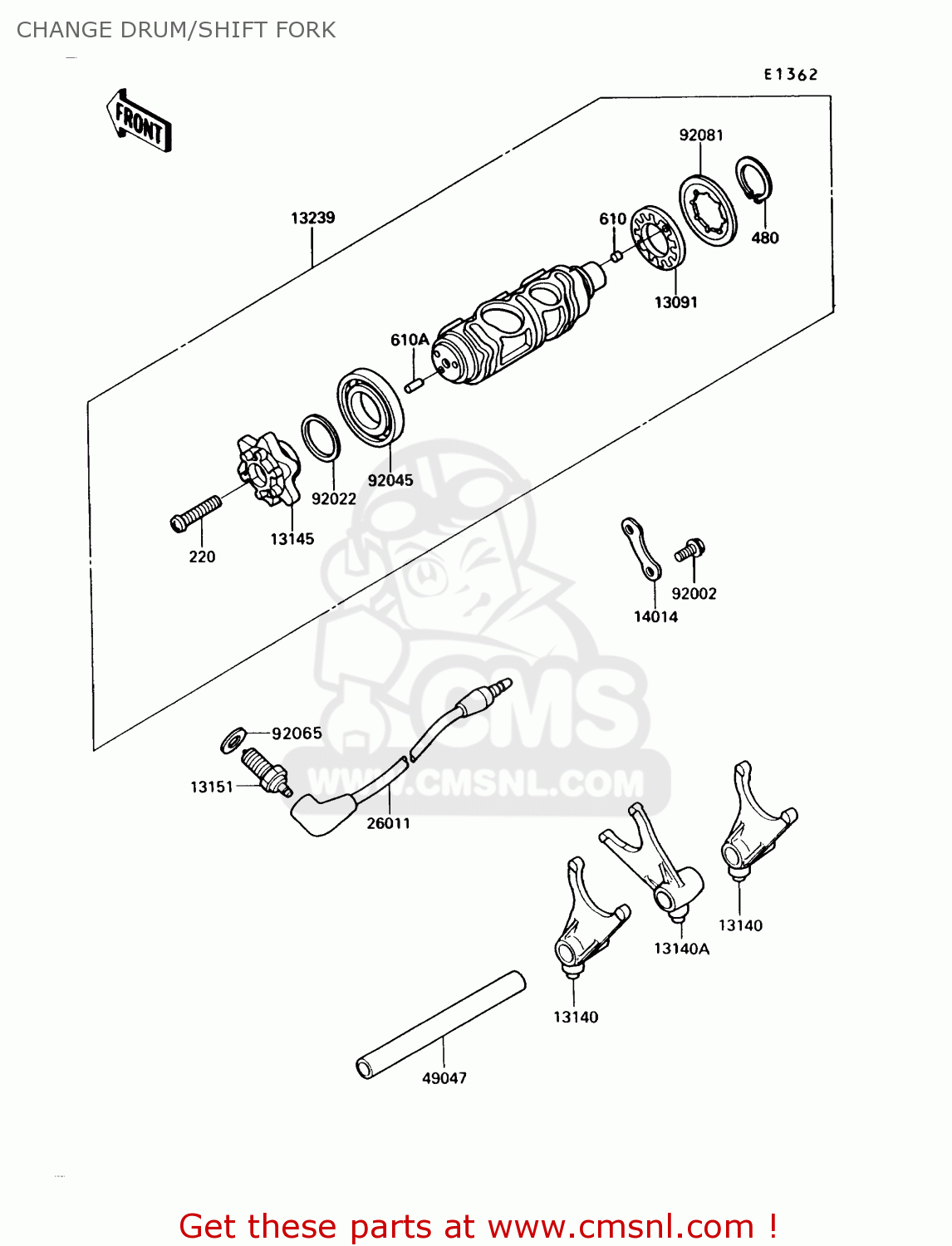 CHANGE DRUM/SHIFT FORK VN750A9 VULCAN 750 1993 USA CALIFORNIA CANADA