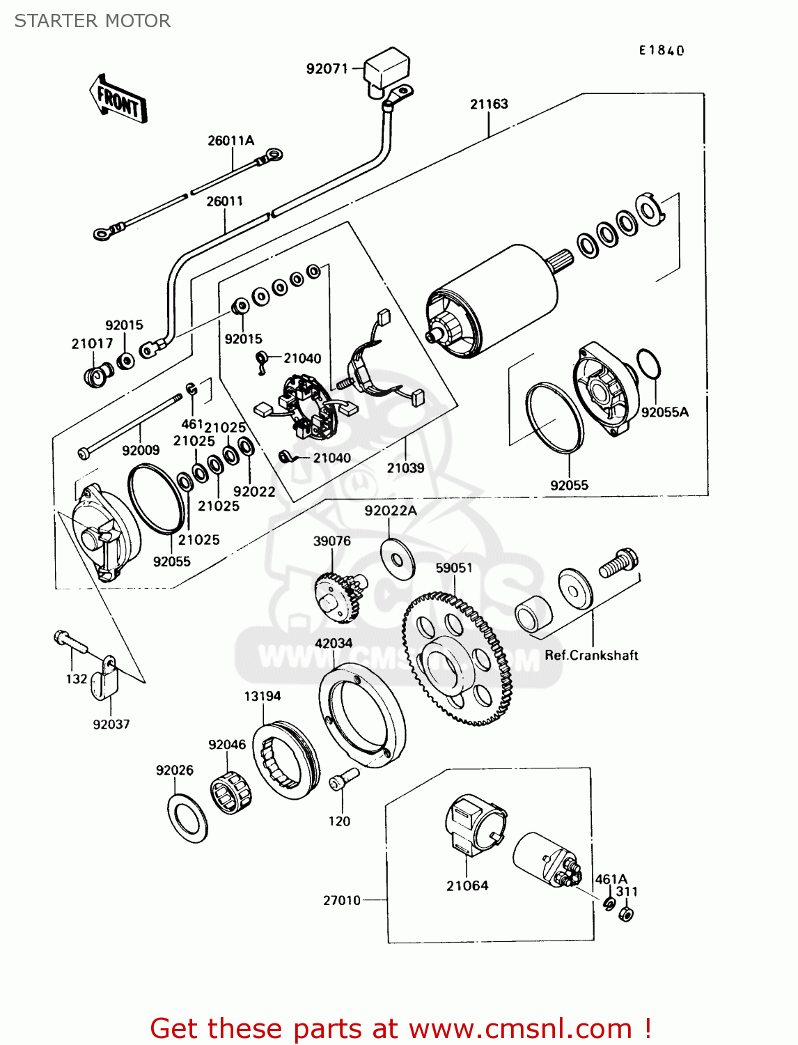 STARTER MOTOR VN750A9 VULCAN 750 1993 USA CALIFORNIA CANADA