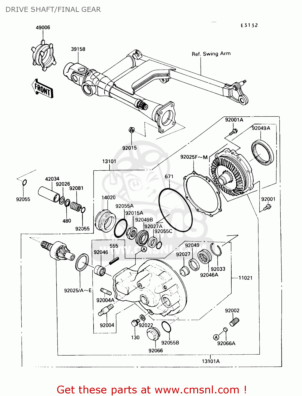 DRIVE SHAFT/FINAL GEAR VN750A9 VULCAN 750 1993 USA CALIFORNIA CANADA