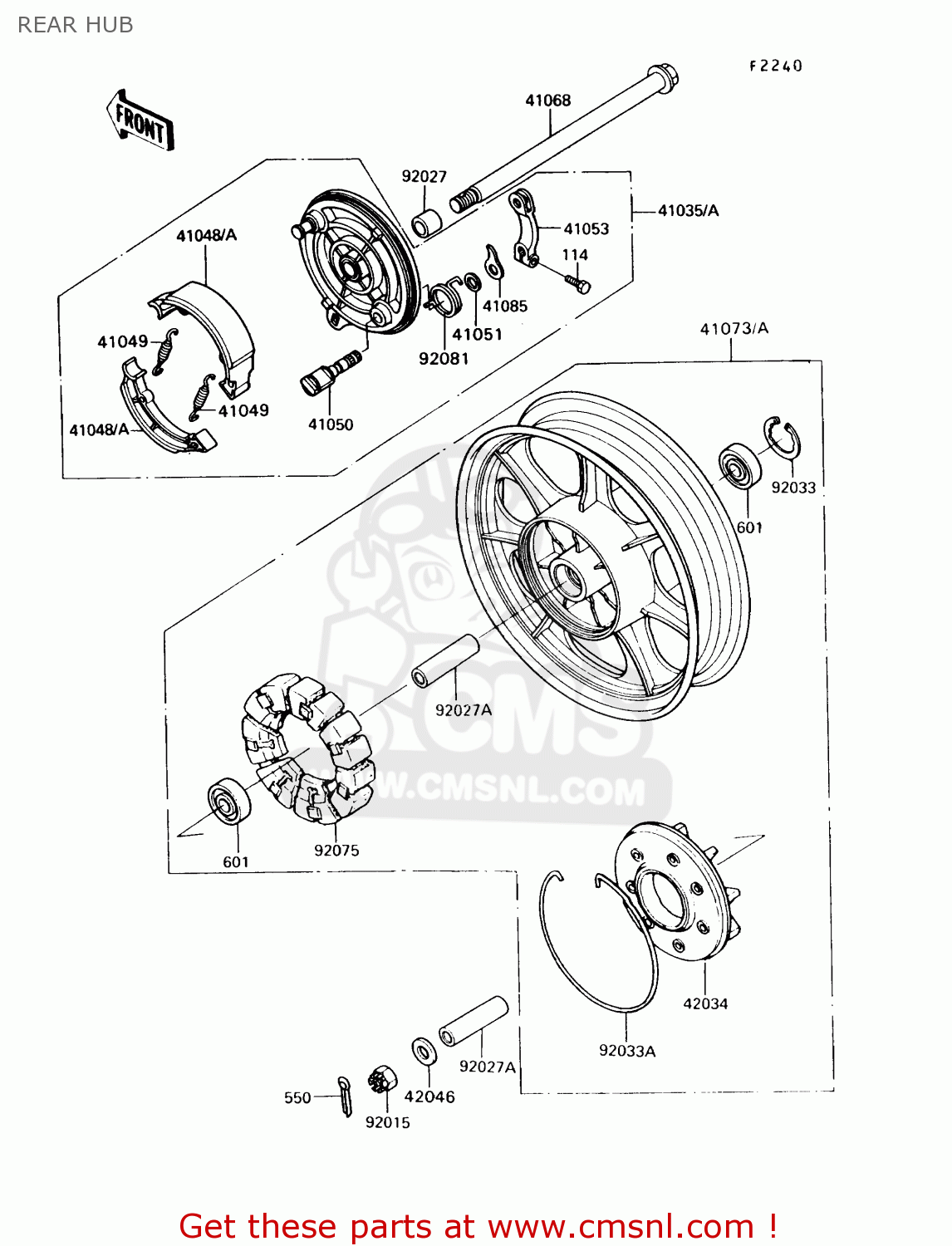 REAR HUB VN750A9 VULCAN 750 1993 USA CALIFORNIA CANADA