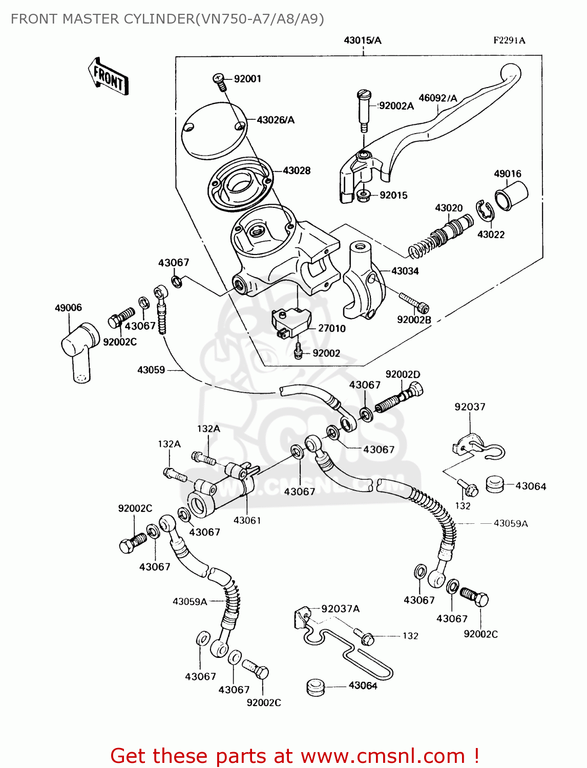 FRONT MASTER CYLINDER(VN750-A7/A8/A9) VN750A9 VULCAN 750 1993 USA CALIFORNIA CANADA