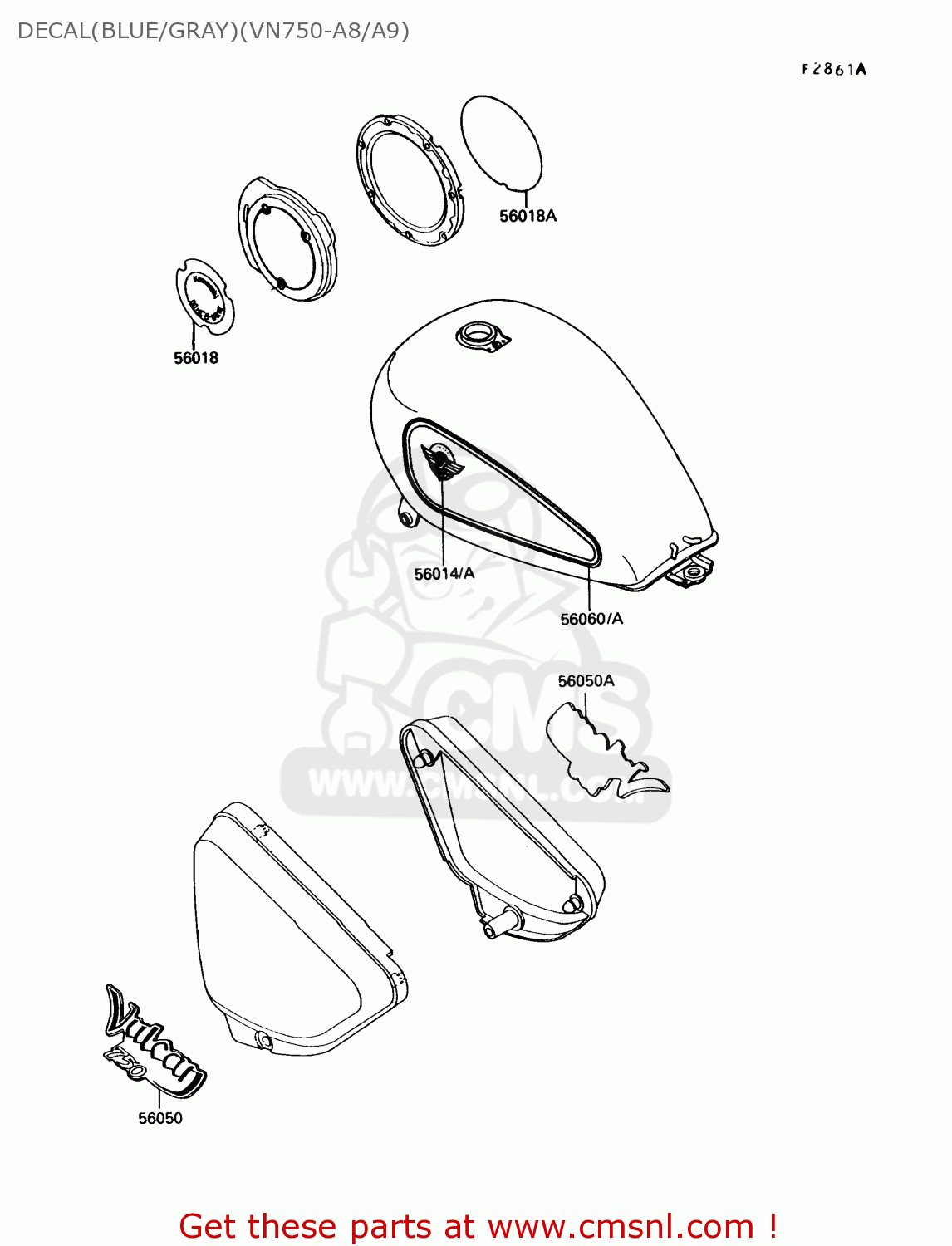 DECAL(BLUE/GRAY)(VN750-A8/A9) VN750A9 VULCAN 750 1993 USA CALIFORNIA CANADA