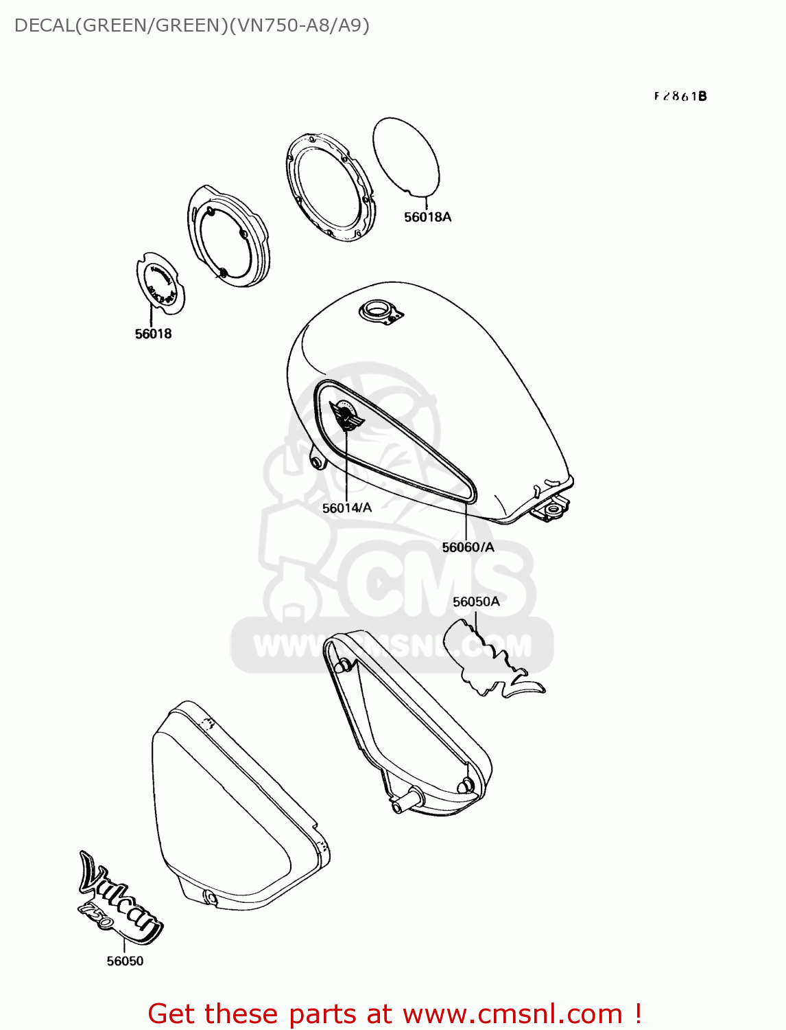 DECAL(GREEN/GREEN)(VN750-A8/A9) VN750A9 VULCAN 750 1993 USA CALIFORNIA CANADA