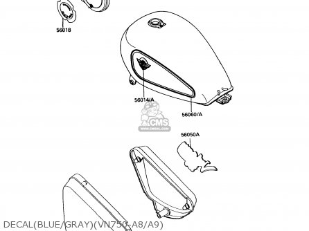DECAL(BLUE/GRAY)(VN750-A8/A9) - VN750A9 VULCAN 750 1993 USA CALIFORNIA CANADA