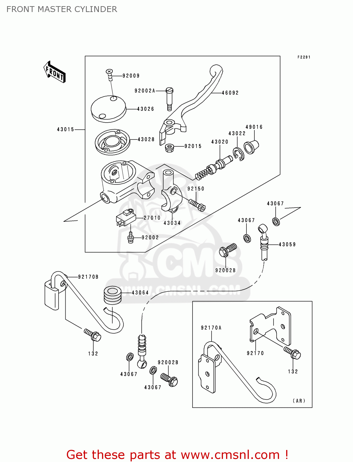 FRONT MASTER CYLINDER VN800A1 1995 EUROPE UK FR AR FG GR IT NR SD SP ST
