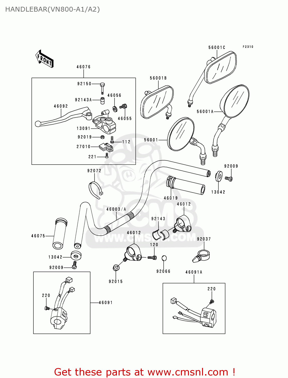 HANDLEBAR(VN800-A1/A2) VN800A1 1995 EUROPE UK FR AR FG GR IT NR SD SP ST