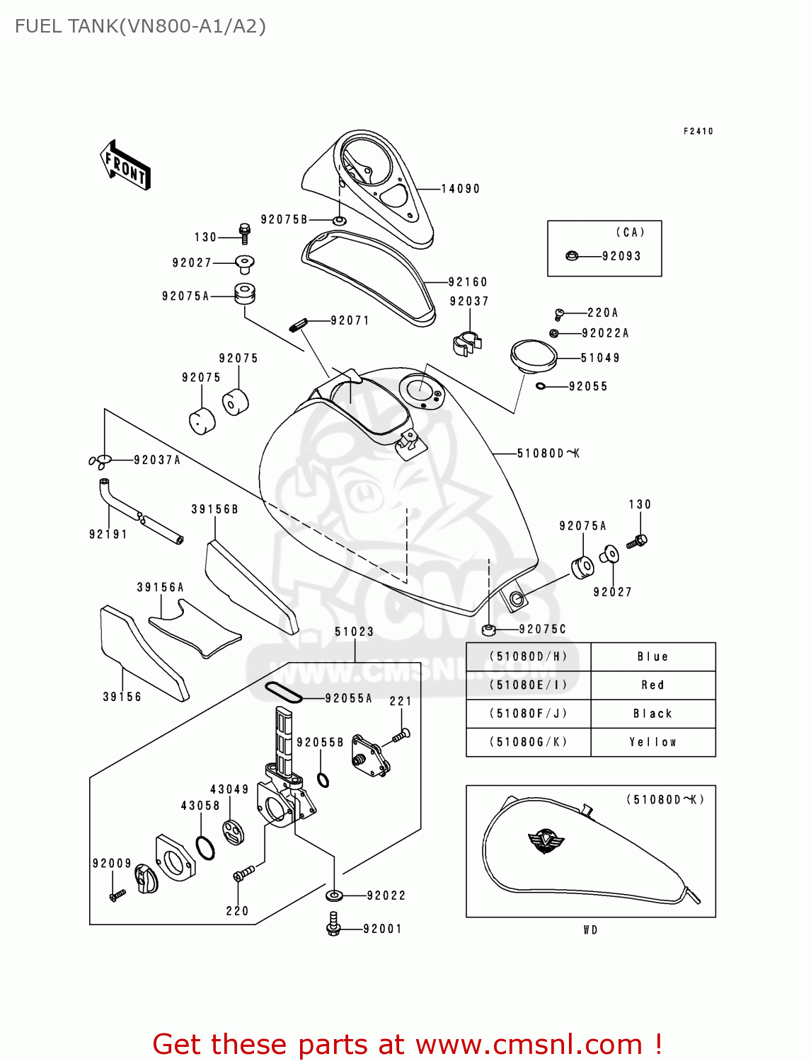 FUEL TANK(VN800-A1/A2) VN800A1 VULCAN 800 1995 USA CALIFORNIA CANADA