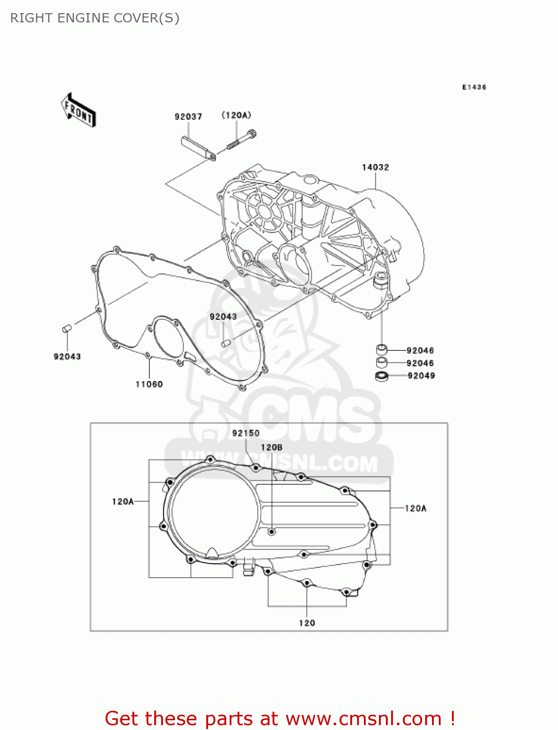 RIGHT ENGINE COVER(S) VN800A10 VULCAN 800 2004 USA CALIFORNIA