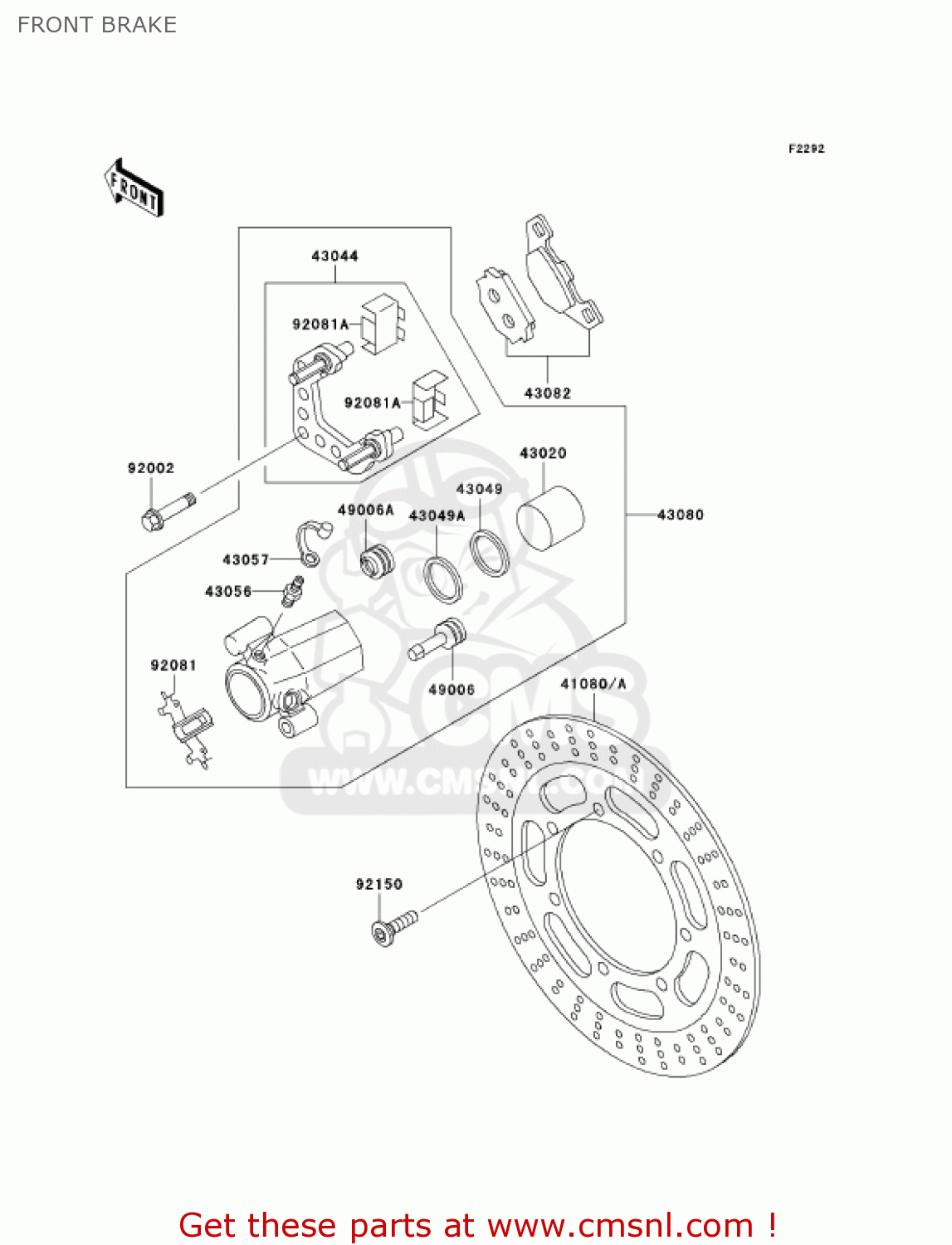 FRONT BRAKE VN800A10 VULCAN 800 2004 USA CALIFORNIA