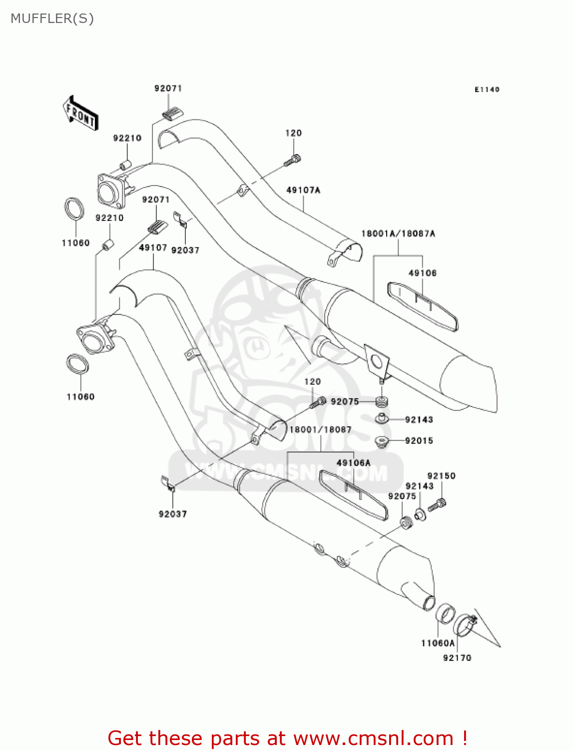 MUFFLER(S) VN800A10 VULCAN 800 2004 USA CALIFORNIA