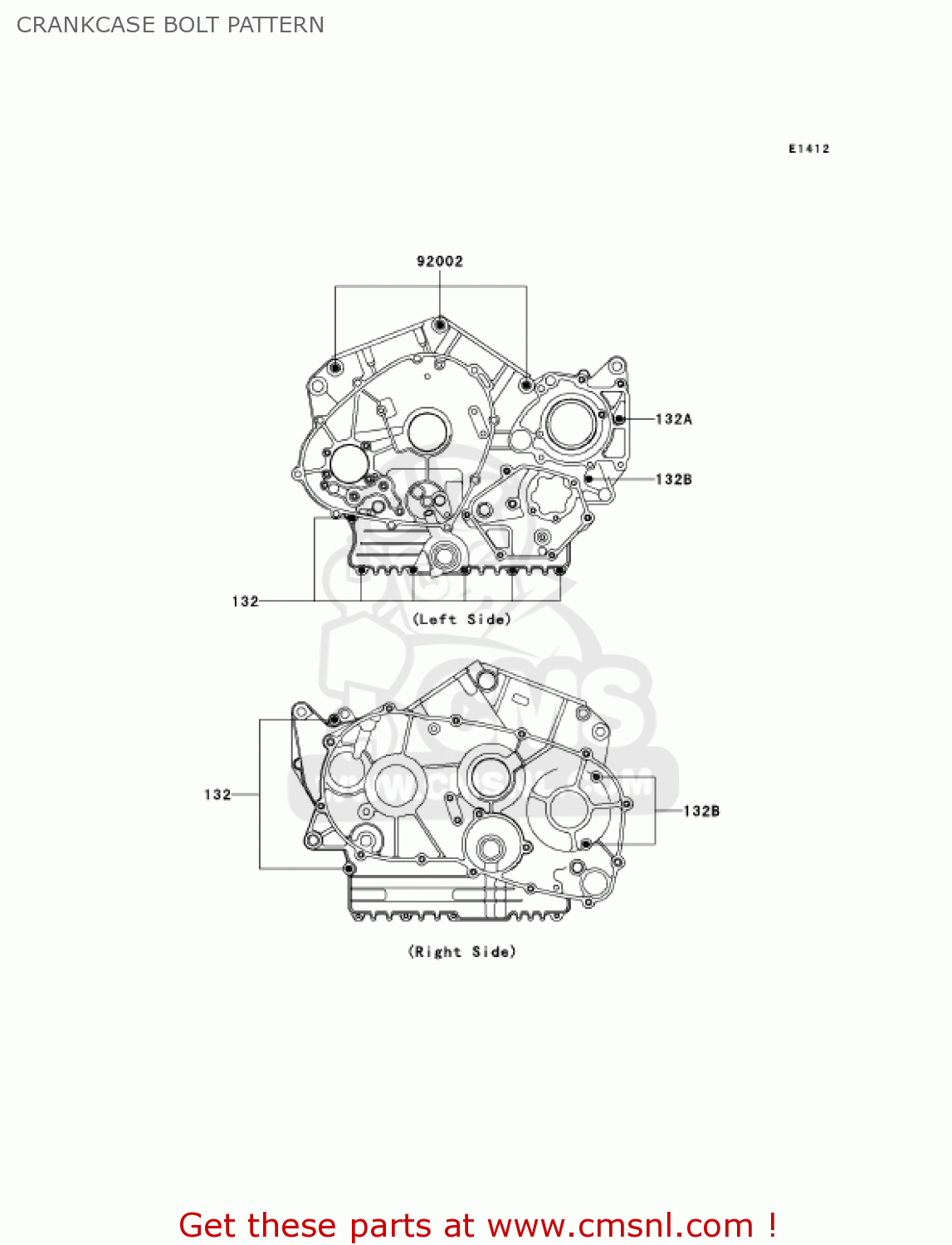 CRANKCASE BOLT PATTERN VN800A11 VULCAN 800 2005 USA CALIFORNIA