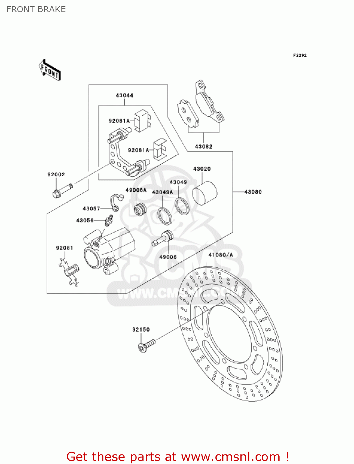 FRONT BRAKE VN800A11 VULCAN 800 2005 USA CALIFORNIA