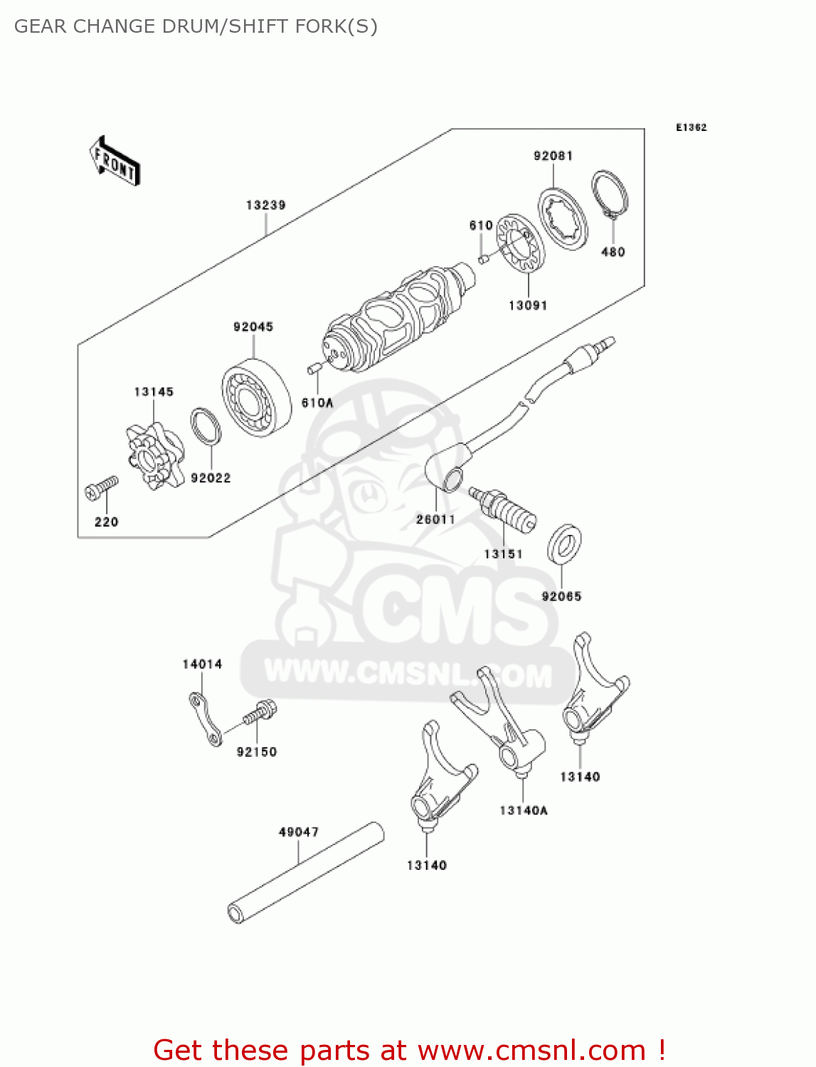 GEAR CHANGE DRUM/SHIFT FORK(S) VN800A11 VULCAN 800 2005 USA CALIFORNIA