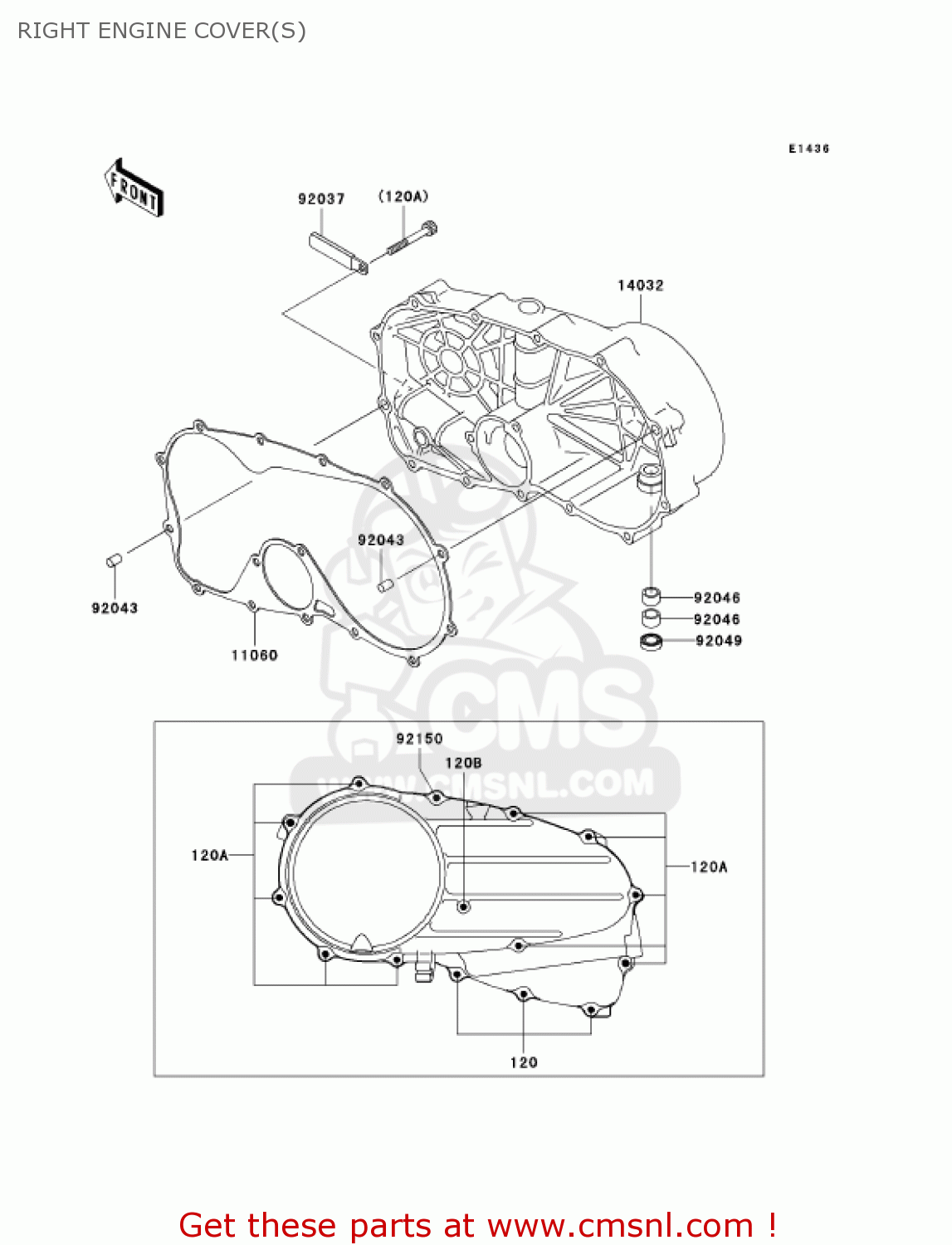 RIGHT ENGINE COVER(S) VN800A11 VULCAN 800 2005 USA CALIFORNIA